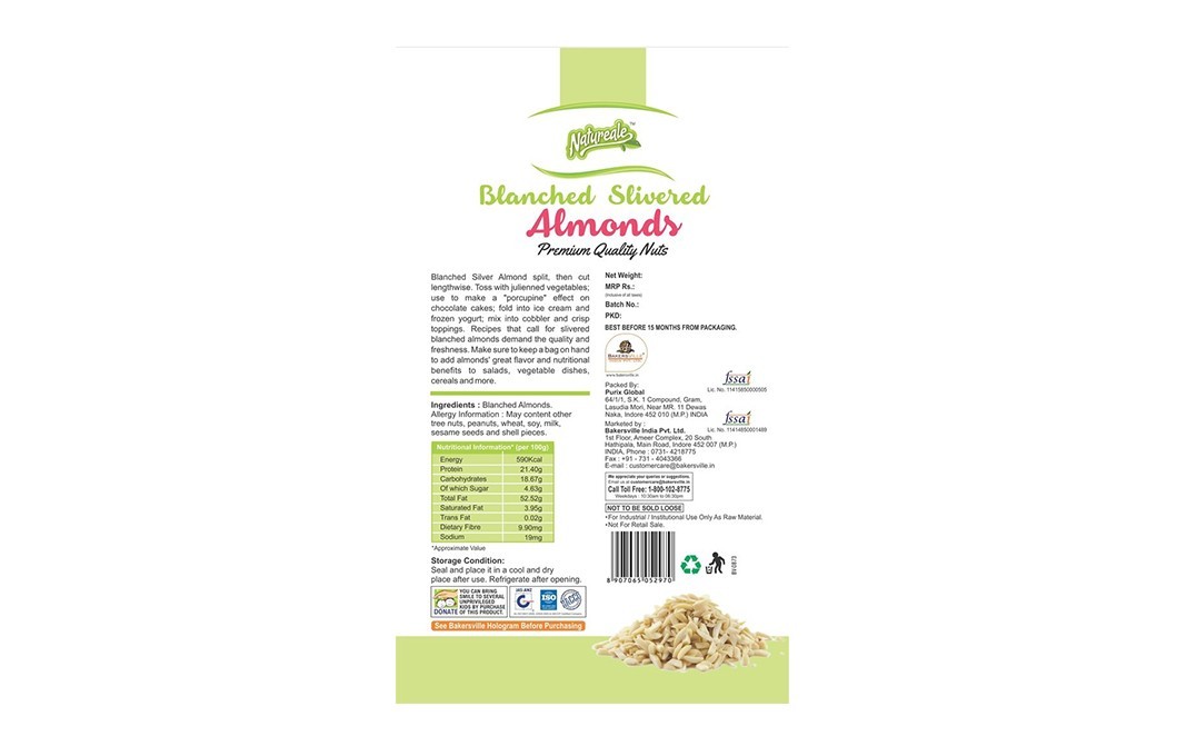 Natureale Blanched Sliced Almonds    Box  400 grams